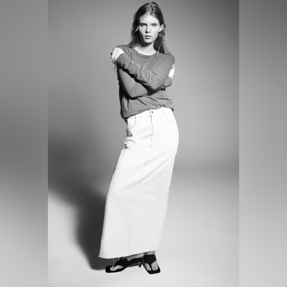 New Zara White Denim Skirt sz XL